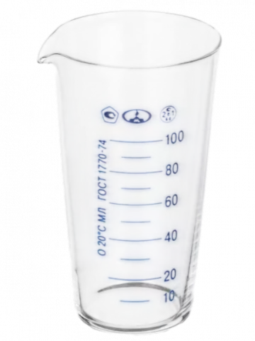 Мензурка 100 мл ТУ 9464-013-52876351-2014, ГОСТ 1770-74, уп.12 шт 